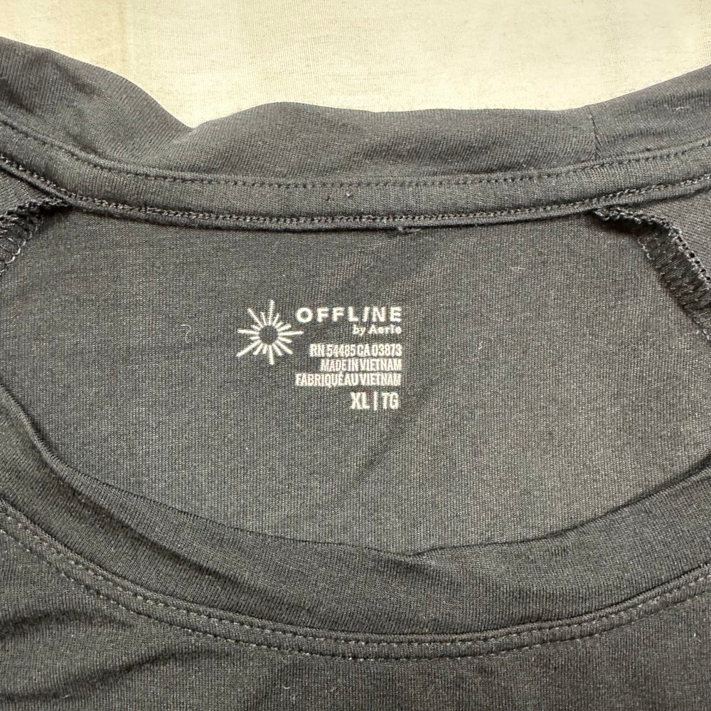OFFLINE by Aerie Black Modal Oversized Crop T-Shirt Top XL - Picture 3 of 8